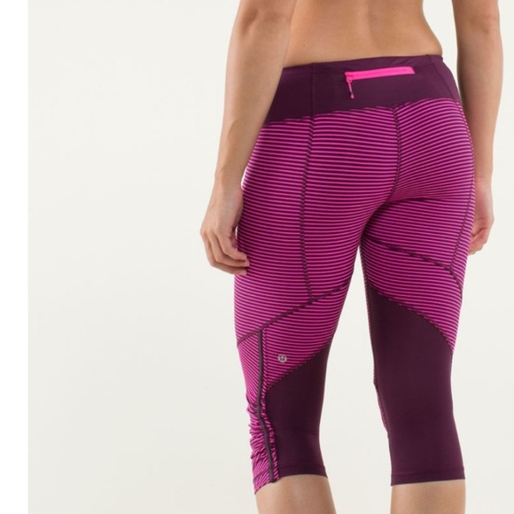 Lululemon Run for your Life Crop Raspberry 10 - Picture 2 of 8